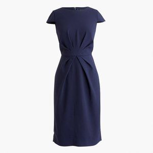 J. Crew Pleated Sheath Dress in 365 Crepe Navy